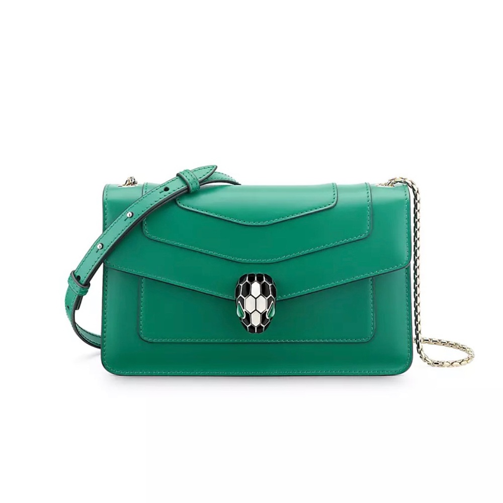 Bulgari Serpenti Leather Crossbody Bag Emerald Green